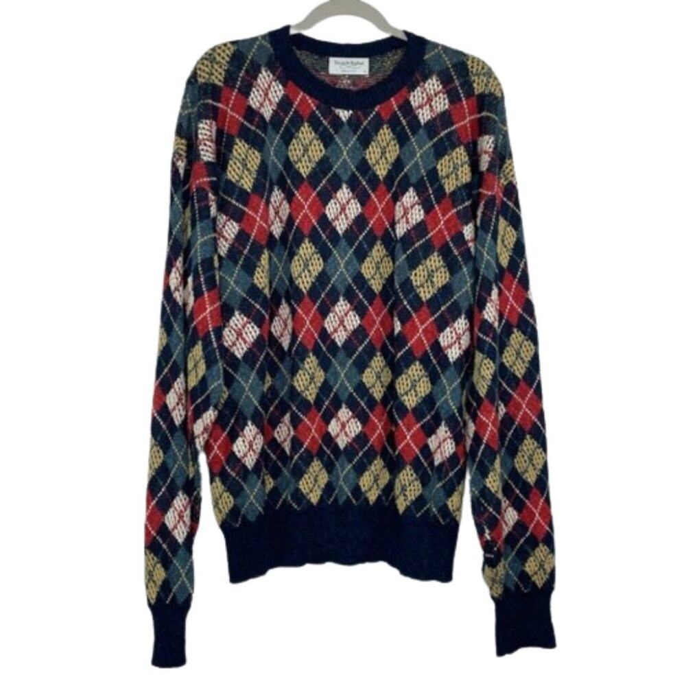 Tricots St. Raphael argyle diamond print golf sweater Men's size Large